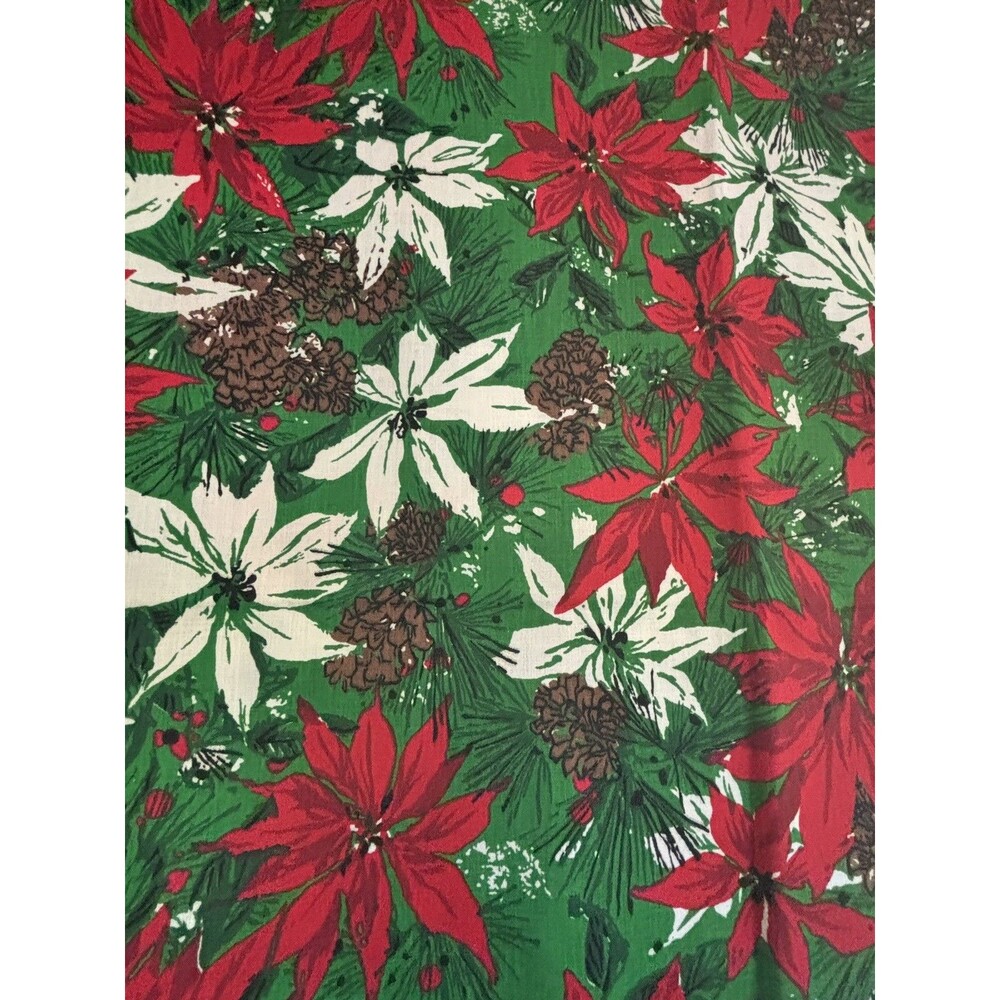 Vintage Springs Mills Christmas Poinsettia Sewing Fabric 2 yards 54” wide.